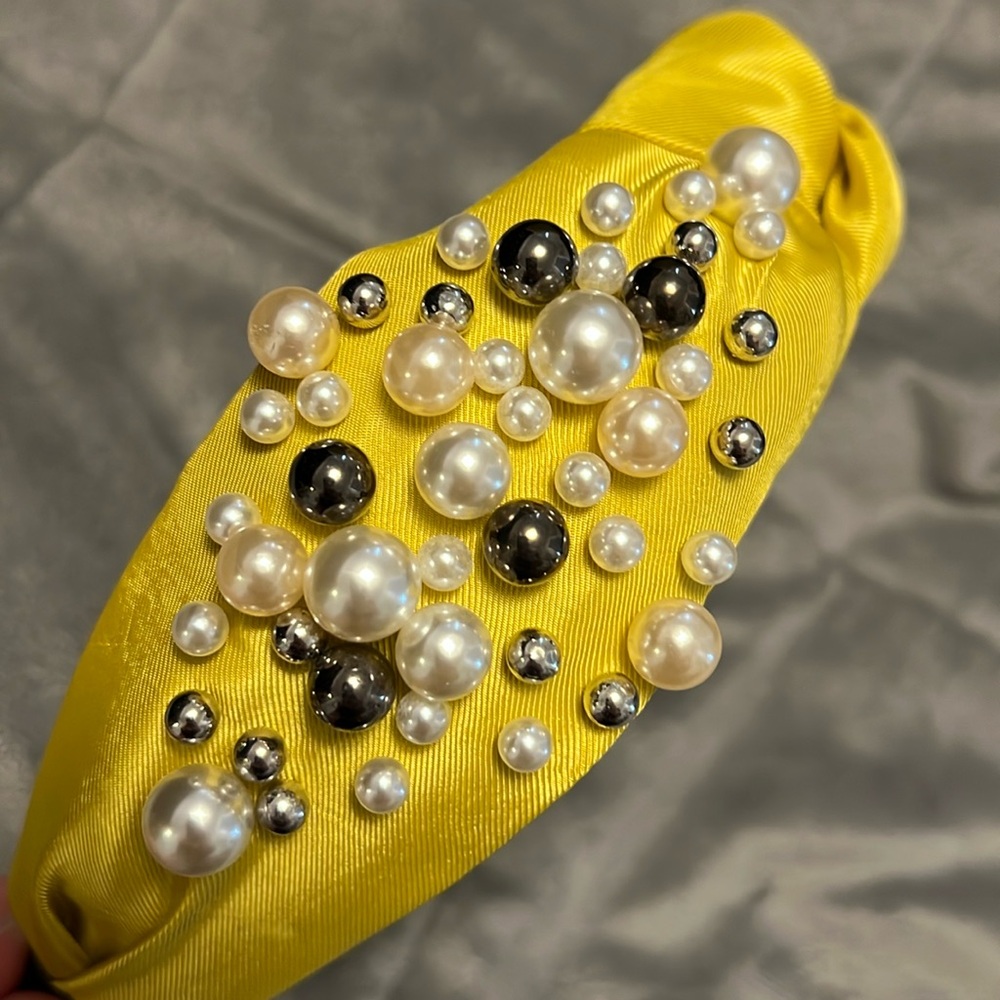 Yellow Pearl Embellished Headband